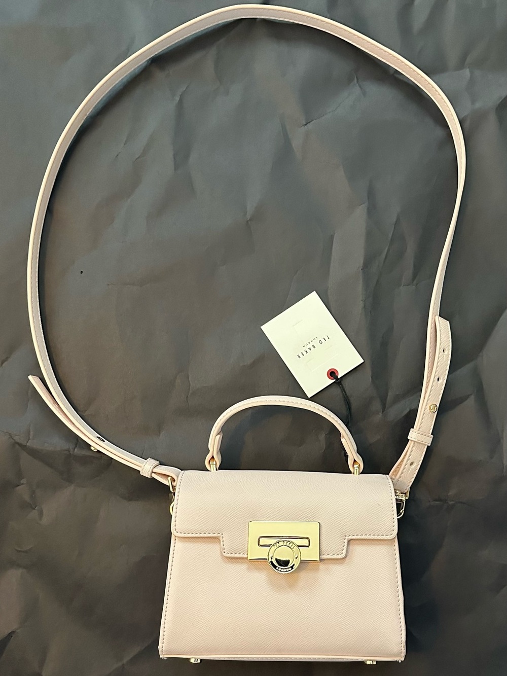 Ted Baker London Pale Pink Mini Top-Handle Crossbody with Gold Hardware